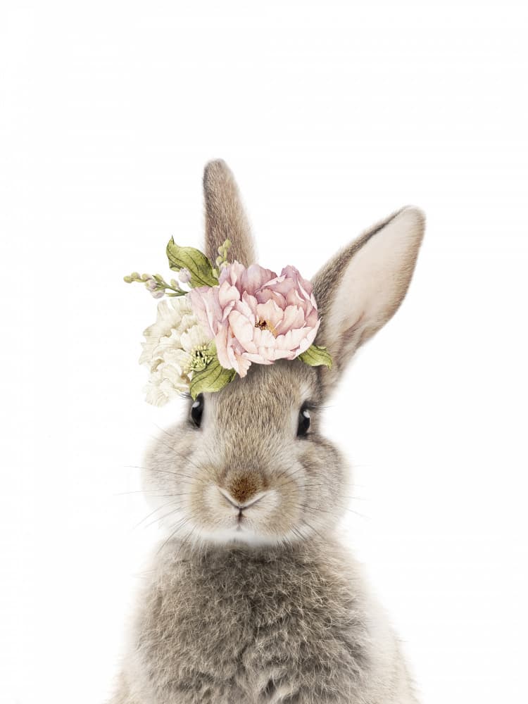 Cute Bunny Floral Crown by Lila & Lola — canvas wall art