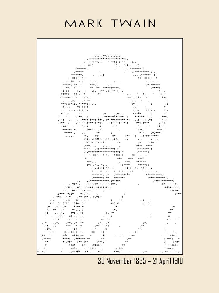 Mark Twain Text Portrait by Doa Project — canvas wall art