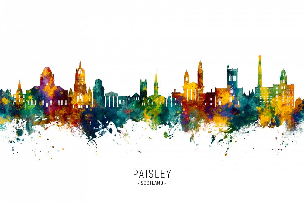 Vibrant Paisley Skyline by Michael Tompsett — canvas wall art