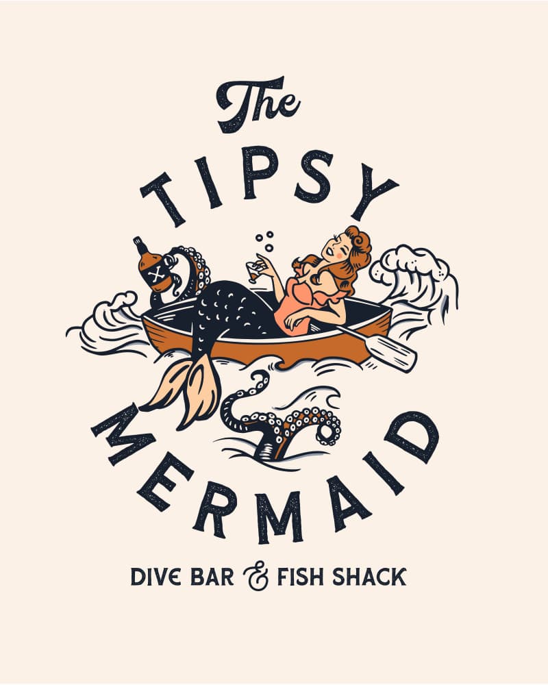 Tipsy Mermaid Dive Bar Mermaid Art by The Whiskey Ginger — canvas wall art