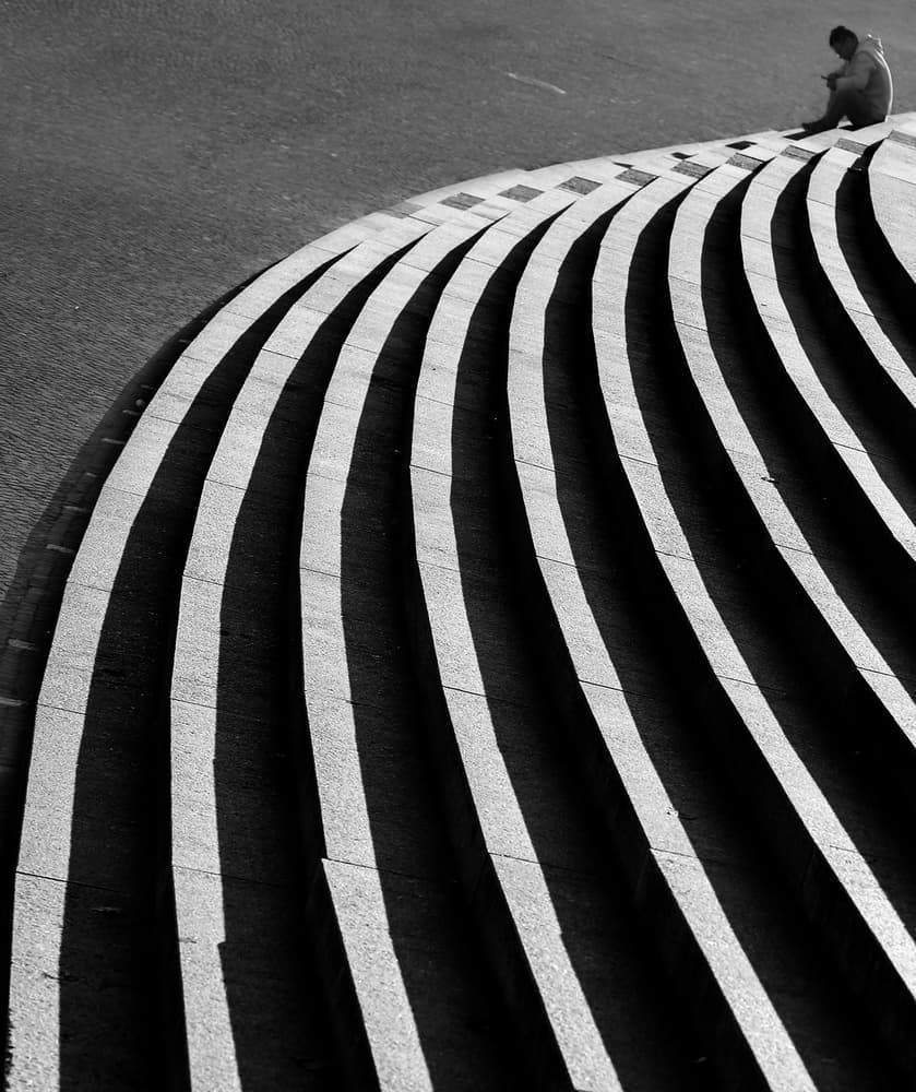 Figure On Curved Steps by Anna Niemiec — canvas wall art