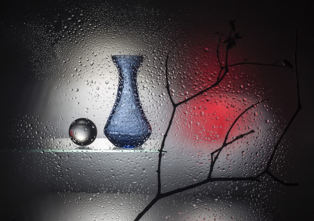 Blue Vase Raindrops by Evgeniy Popov — canvas wall art