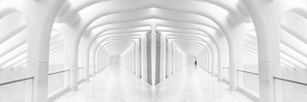 White Futuristic Hallway by Tomer Eliash — canvas wall art