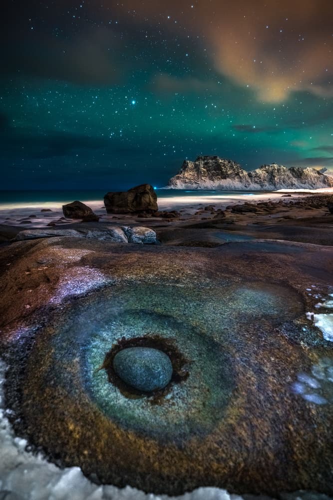 Northern Lights Rocky Coast by Ivan Pedretti — canvas wall art