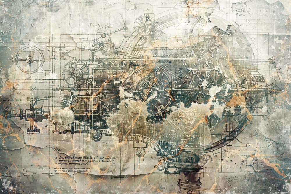 Vintage Mechanical Blueprint by Rafal Kulik — canvas wall art