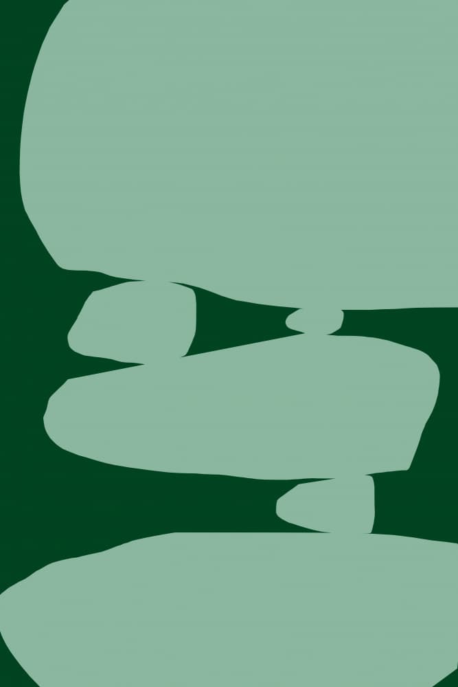 Balanced Green Stones by Treechild — canvas wall art