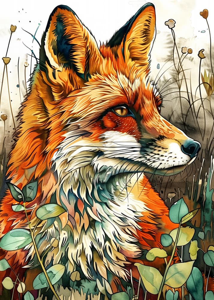 Vibrant Woodland Fox by Justyna Jaszke — canvas wall art