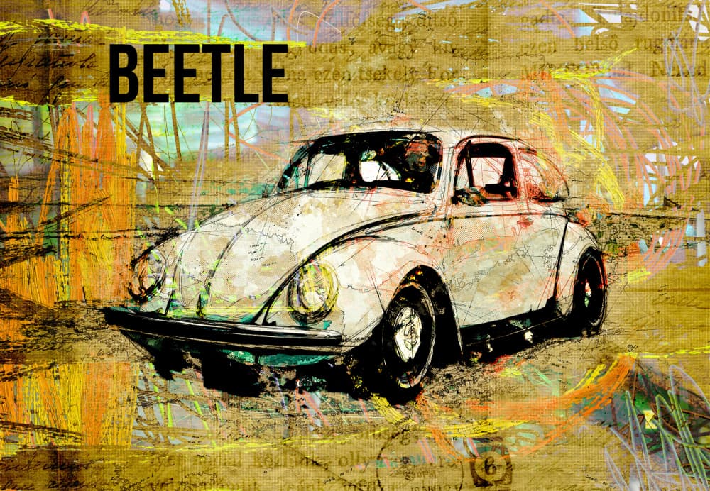 Golden Beetle Classic by Lembayung senja studio [Vintage Poster] — canvas wall art