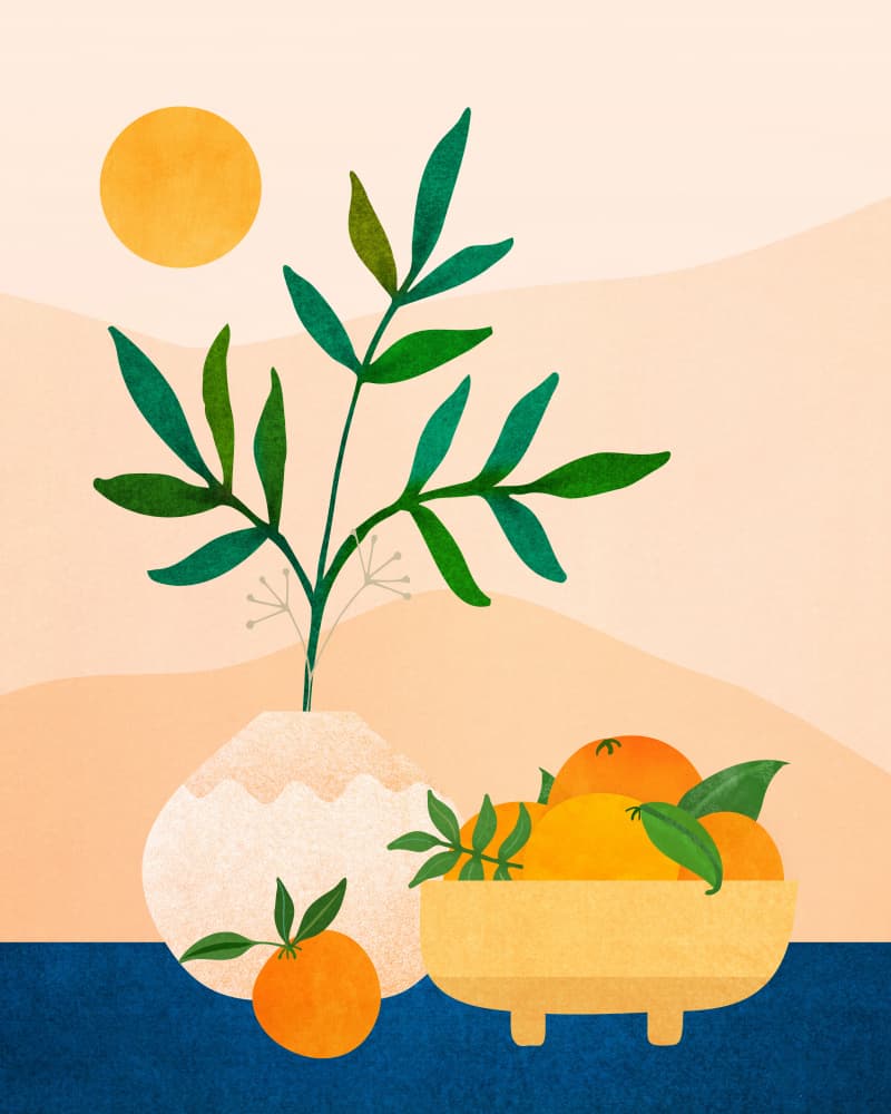 Summer Oranges Blue by Kristian Gallagher — canvas wall art