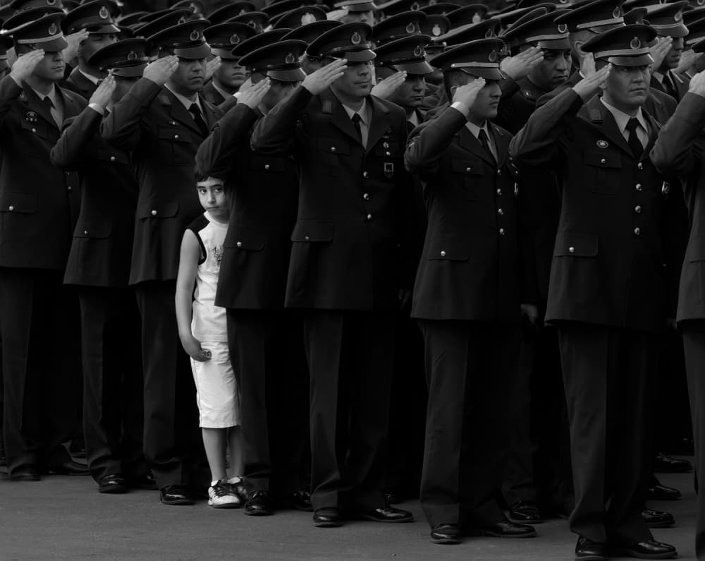 Girl Among Saluting Soldiers by Zhecho Planinski — canvas wall art