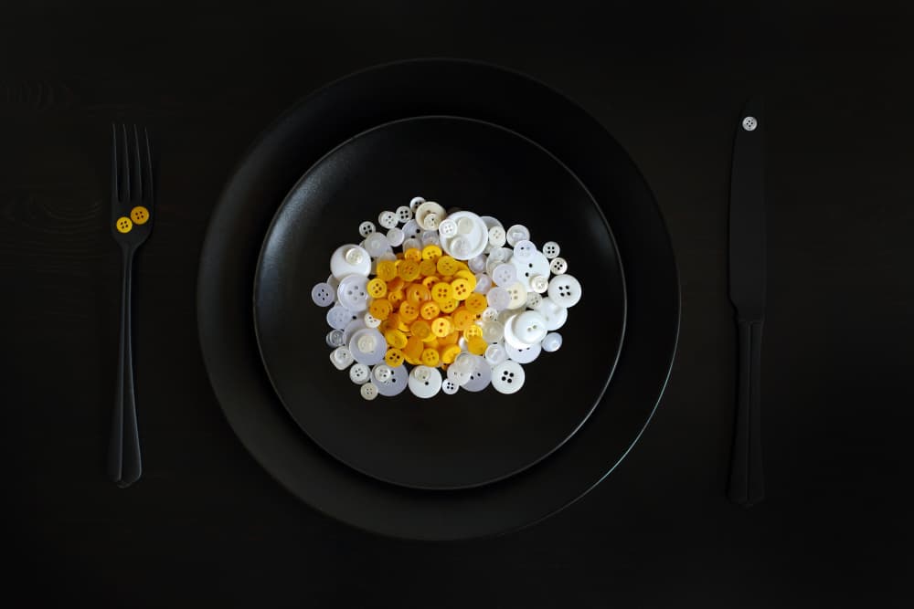 Whimsical Button Breakfast by Victoria  Glinka — canvas wall art