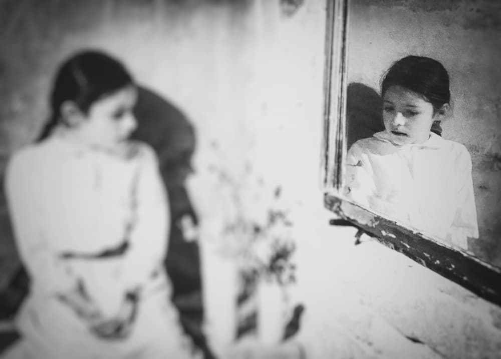 Pensive Girl Reflection by Delphine Margau — canvas wall art