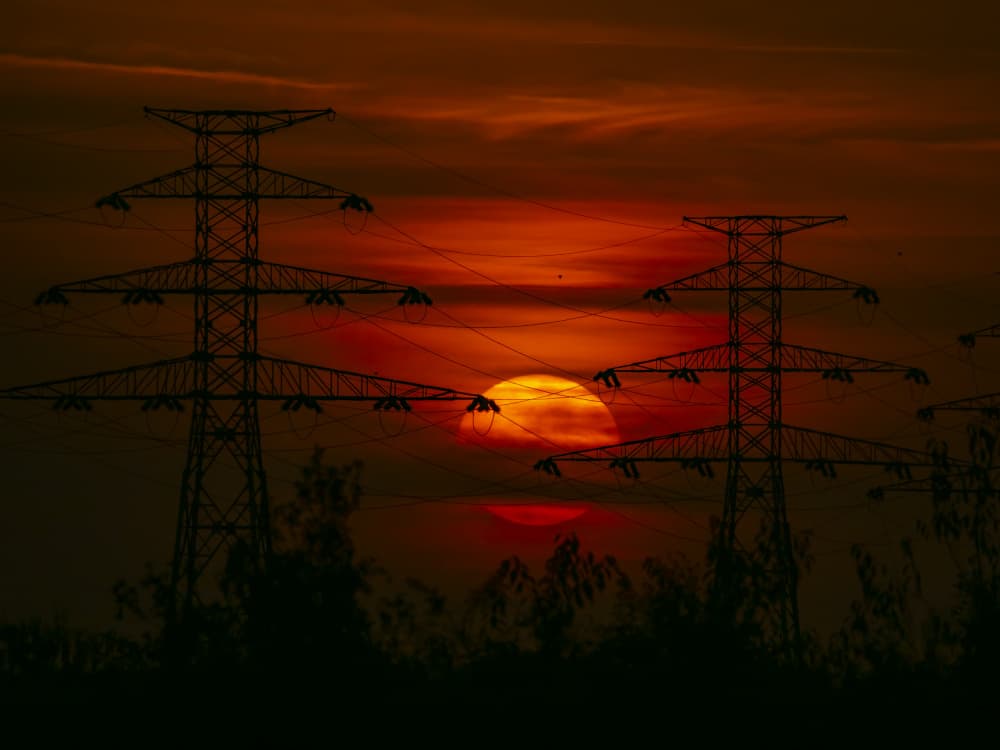 Fiery Sunset Pylons by Udrea Dan — canvas wall art