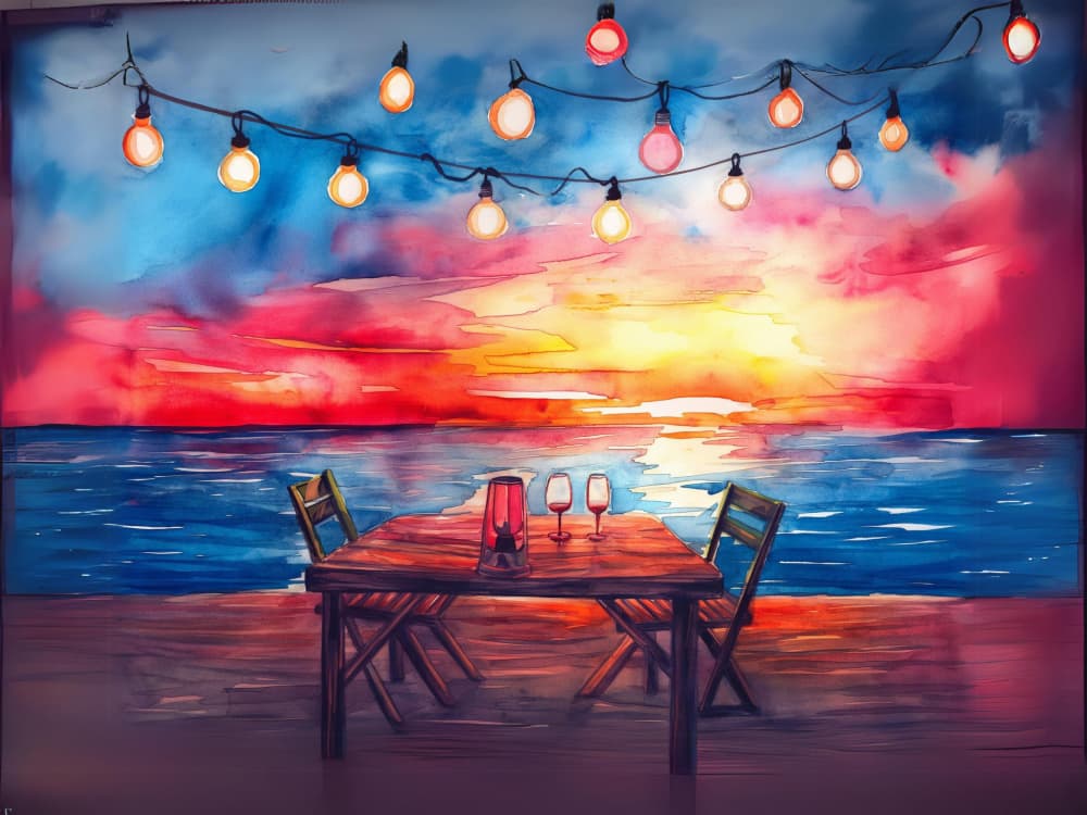 Romantic Sunset Dinner by Tonya van Schalkwyk — canvas wall art