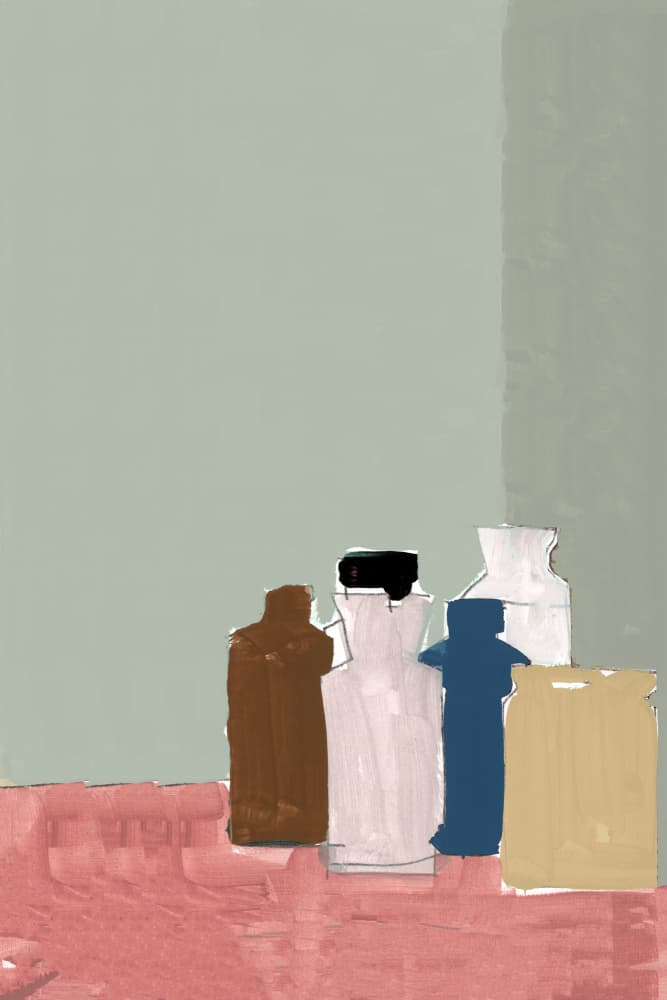 Muted Bottle Still Life by cartissi — canvas wall art