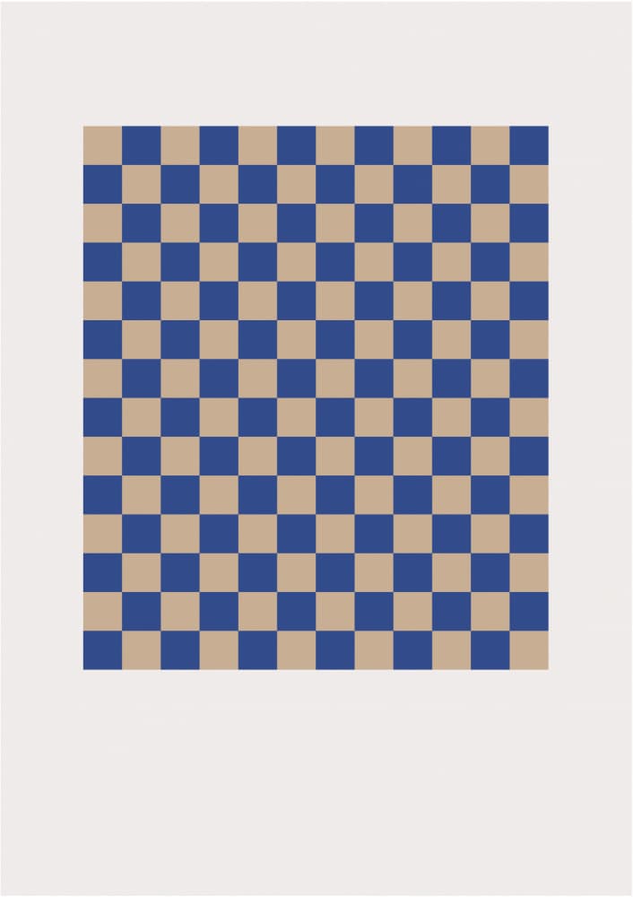 Blue Tan Checkerboard by FINE FINE STUFF — canvas wall art
