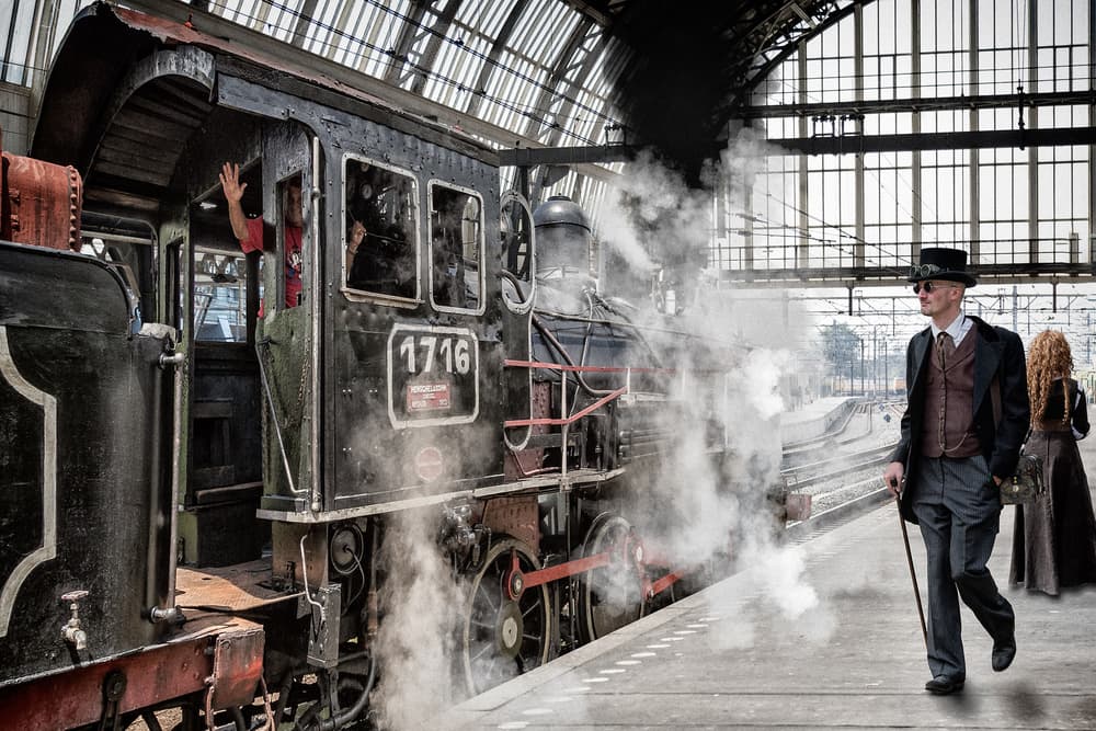 Steampunk Train Departure by Tom Baetsen - xlix.nl — canvas wall art