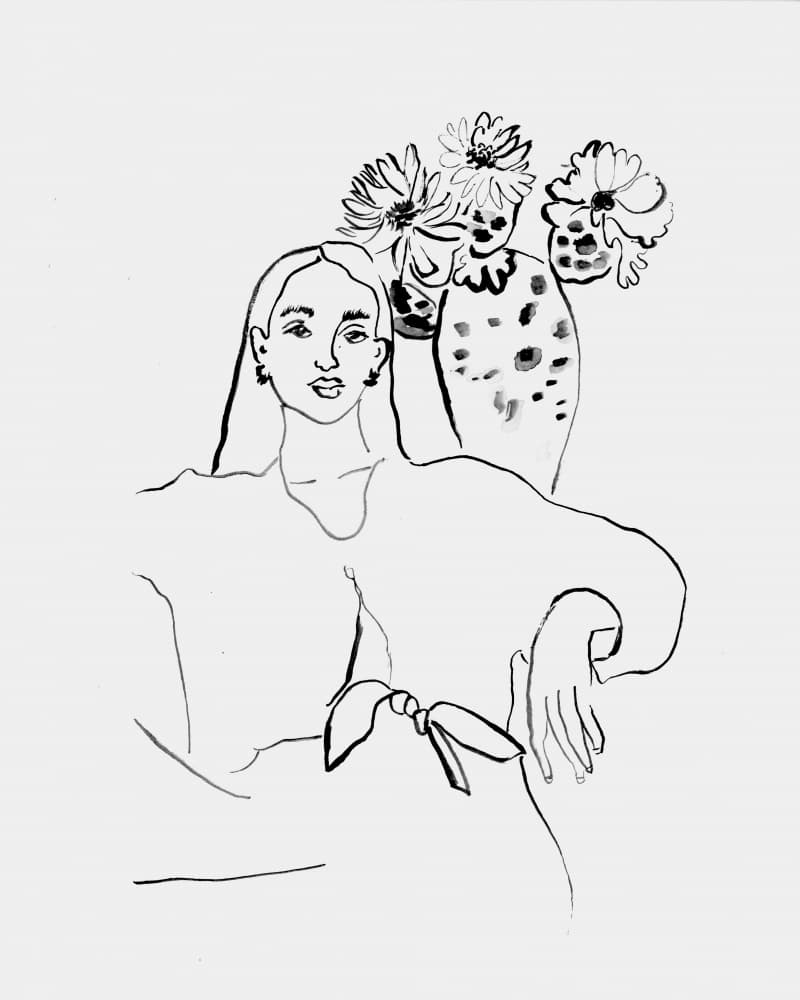 Elegant Woman and Flowers by Beate Tubach — canvas wall art