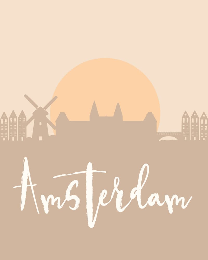 Amsterdam City Silhouette by Emiliano Deificus — canvas wall art