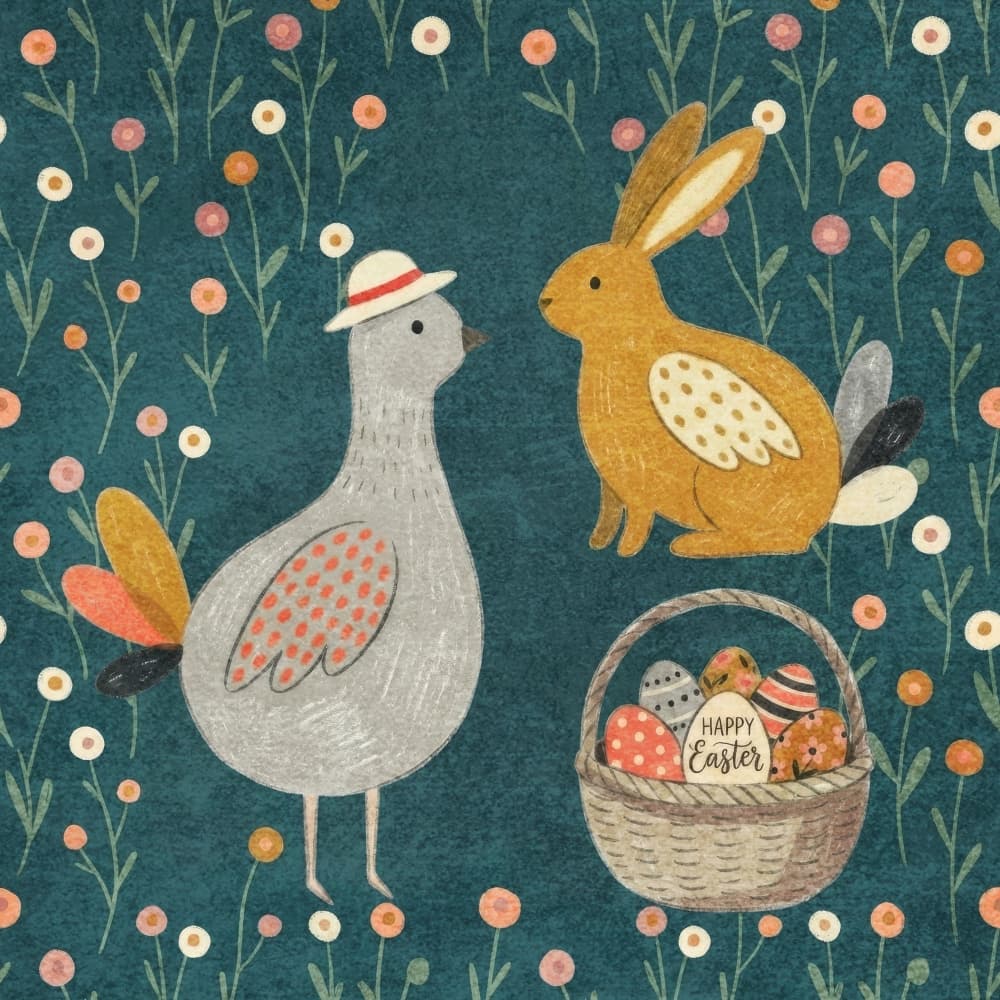Springtime Easter Companions by Emel Tunaboylu — canvas wall art