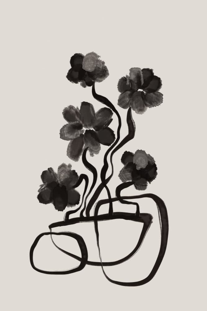 Monochrome Blooms by Treechild — canvas wall art