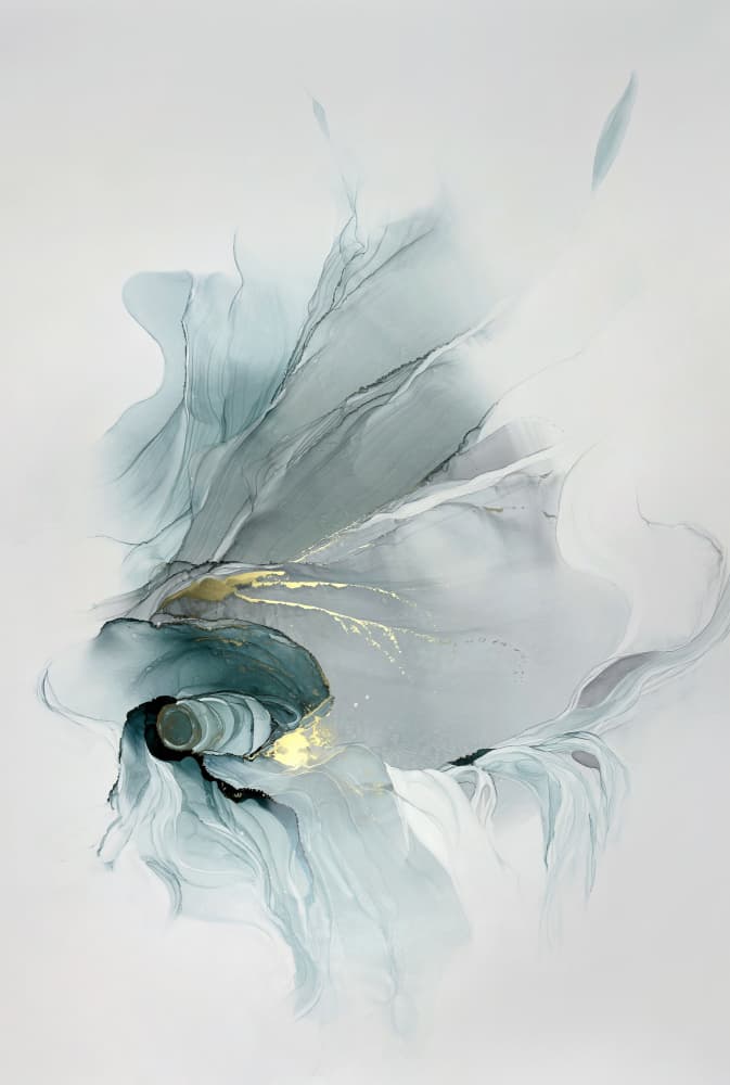 Golden Teal Swirl by Alevtina Shelest — canvas wall art
