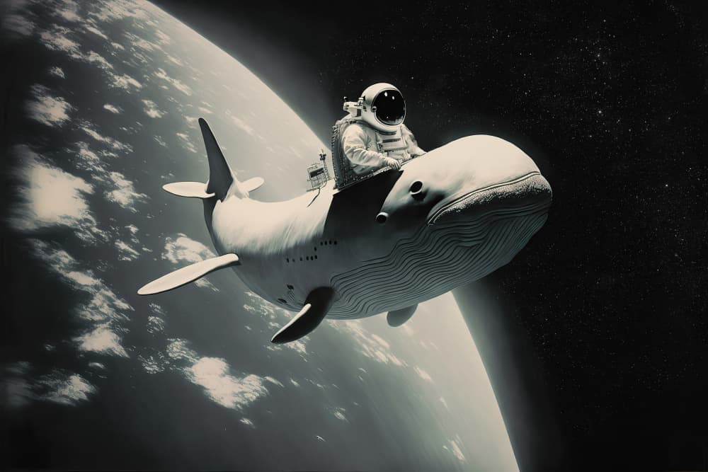 Cosmic Whale Ride by Treechild — canvas wall art