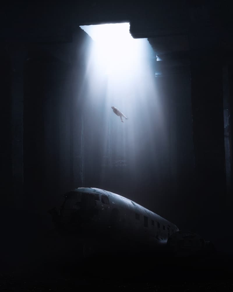 Sunken Plane Light Beam by cvv — canvas wall art