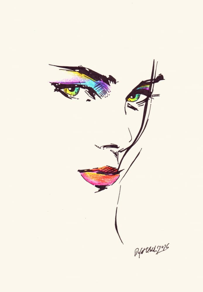 Vibrant Fashion Face by Rafal Kulik — canvas wall art