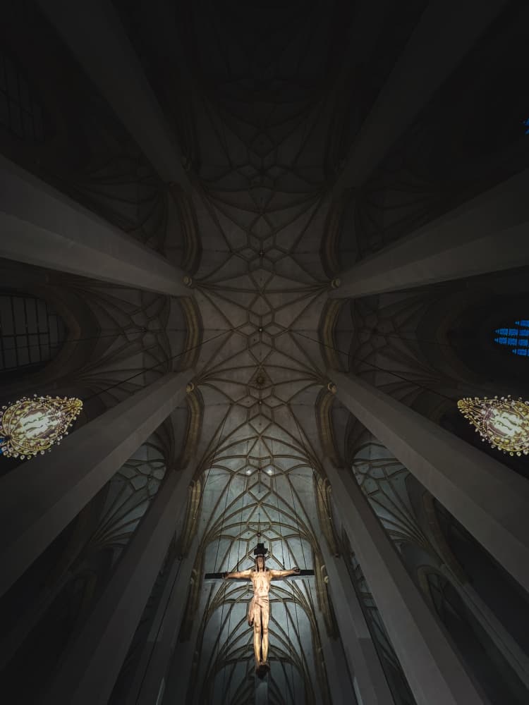 Dramatic Cathedral Crucifix by Dmitrii Rabeev — canvas wall art