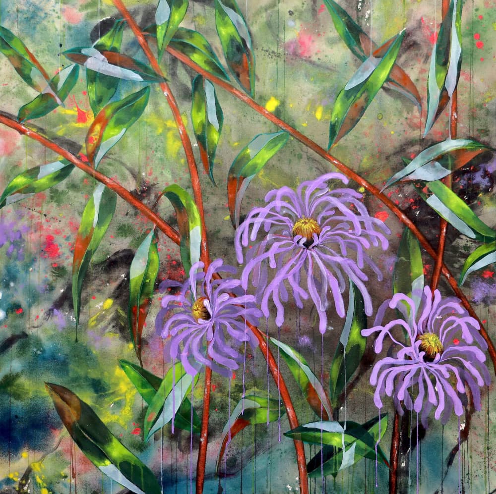 Vibrant Purple Garden Blooms by POOVI ART — canvas wall art