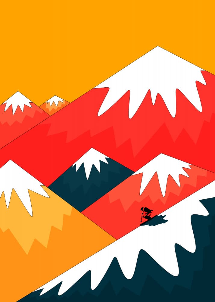 Dynamic Mountain Skier by Stephen Wade — canvas wall art