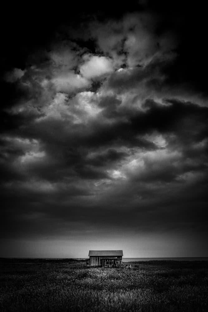 Isolated Shed Dark Sky by NOB NOZA — canvas wall art