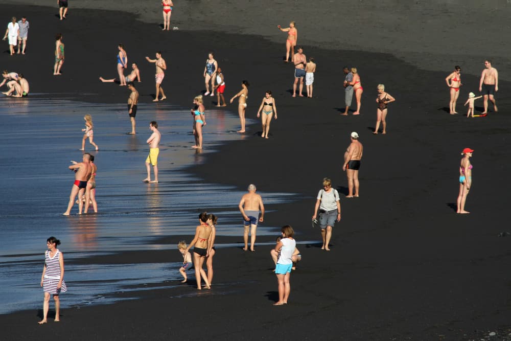 Black Sand Beach Day by Bror Johansson — canvas wall art