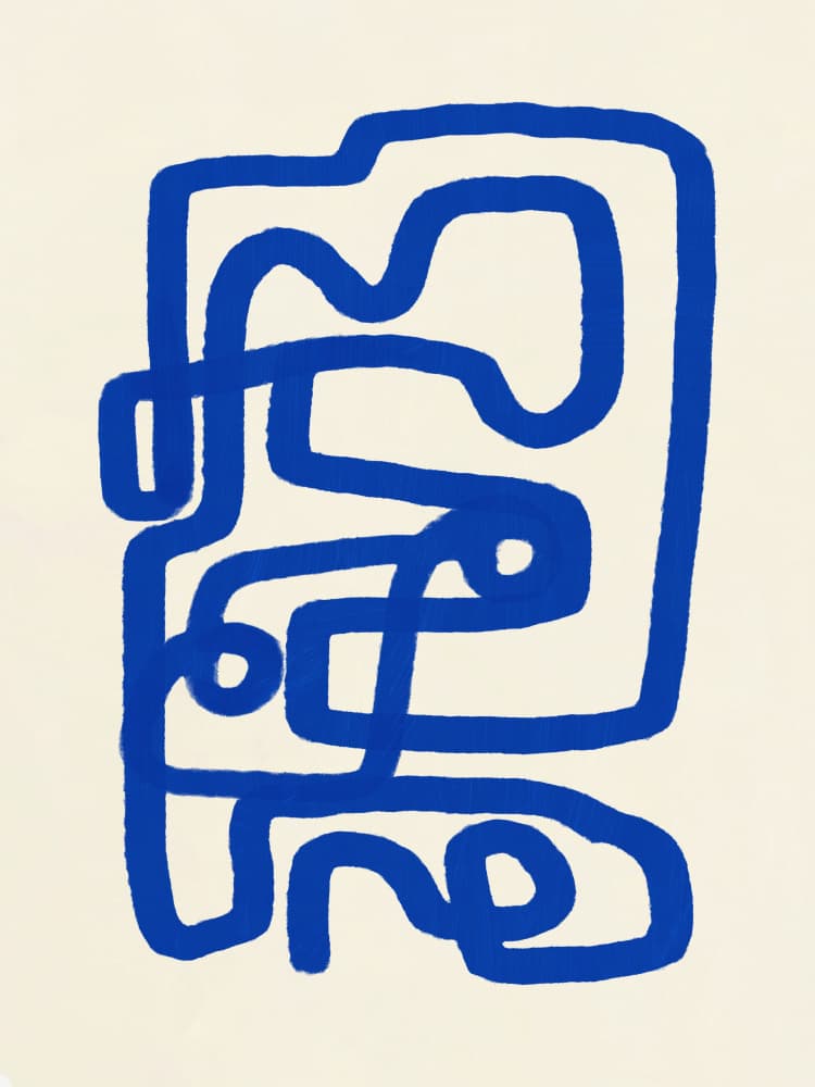 Abstract Blue Maze by Little Dean — canvas wall art