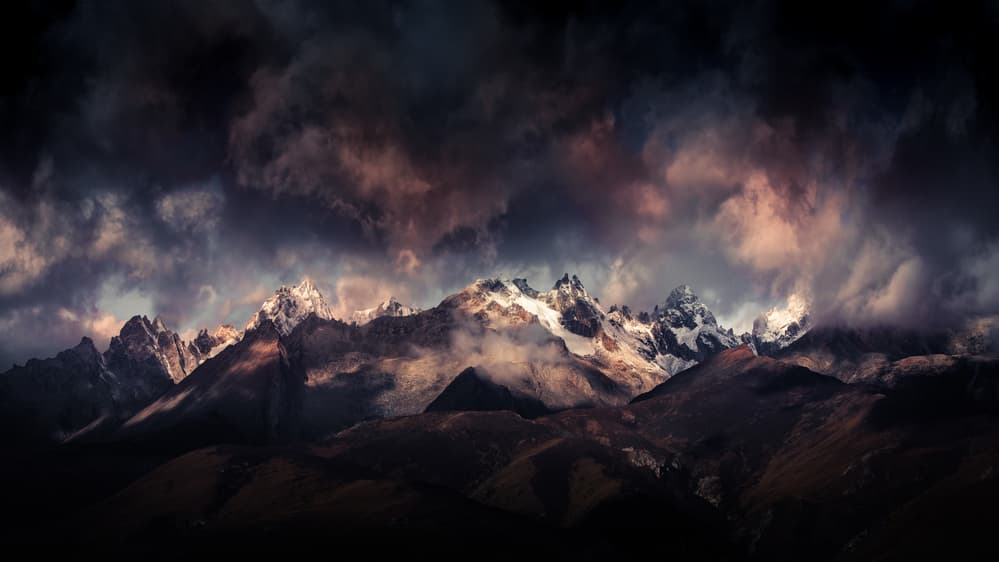 Dramatic Mountain Peaks by qiye — canvas wall art