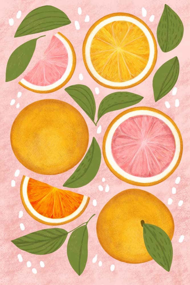 Pink Citrus Delight by EMELIEmaria — canvas wall art