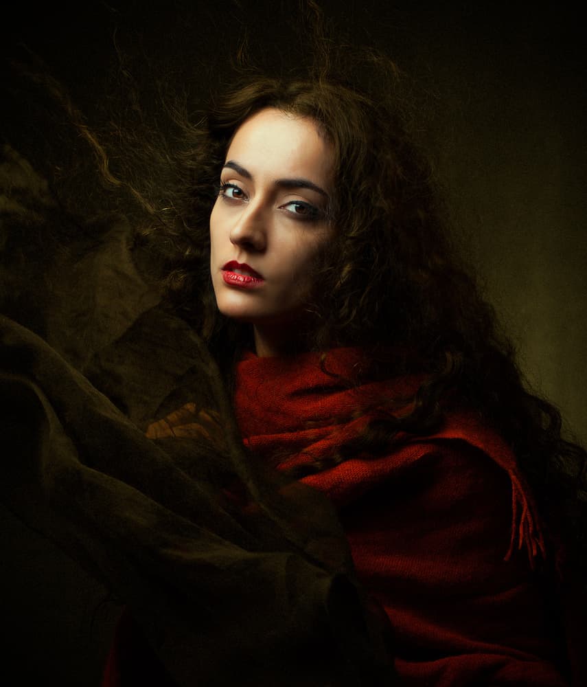Mysterious Woman in Red by Mehdi Mokhtari — canvas wall art
