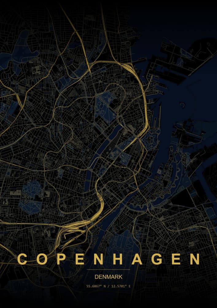 Copenhagen Night Map by HUGO — canvas wall art