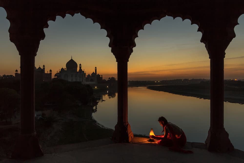 Taj Mahal Sunrise Glow by Thomas Siegel — canvas wall art