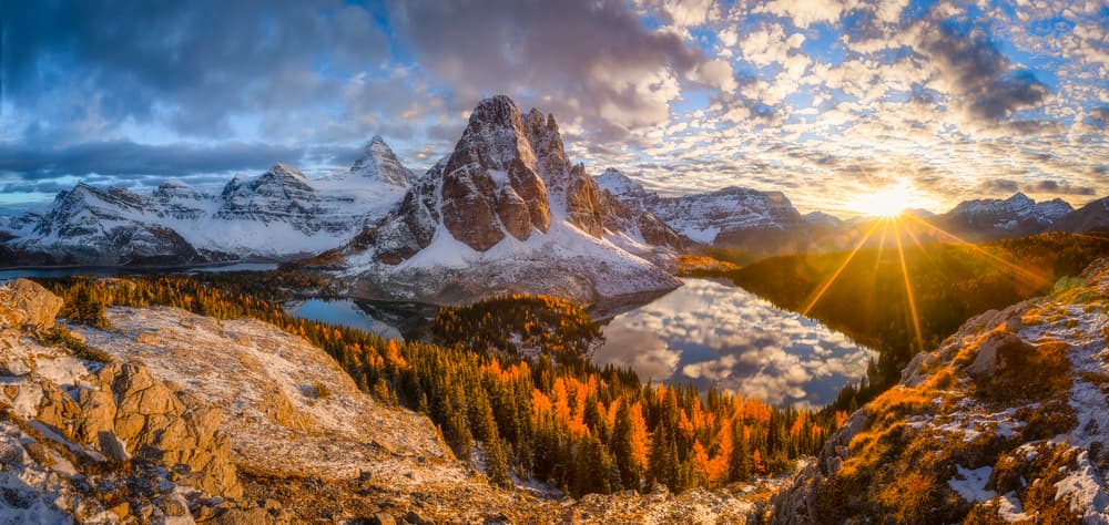 Golden Mountain Lake Sunrise by Michael Zheng — canvas wall art