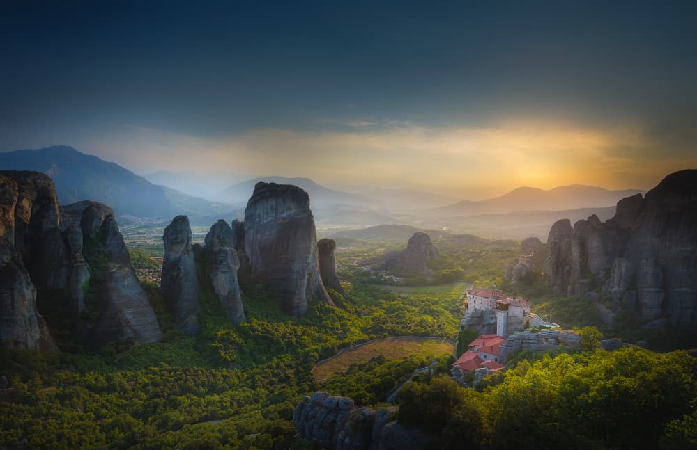 Golden Hour Monastery by Eugenio Pastor Benjumeda — canvas wall art