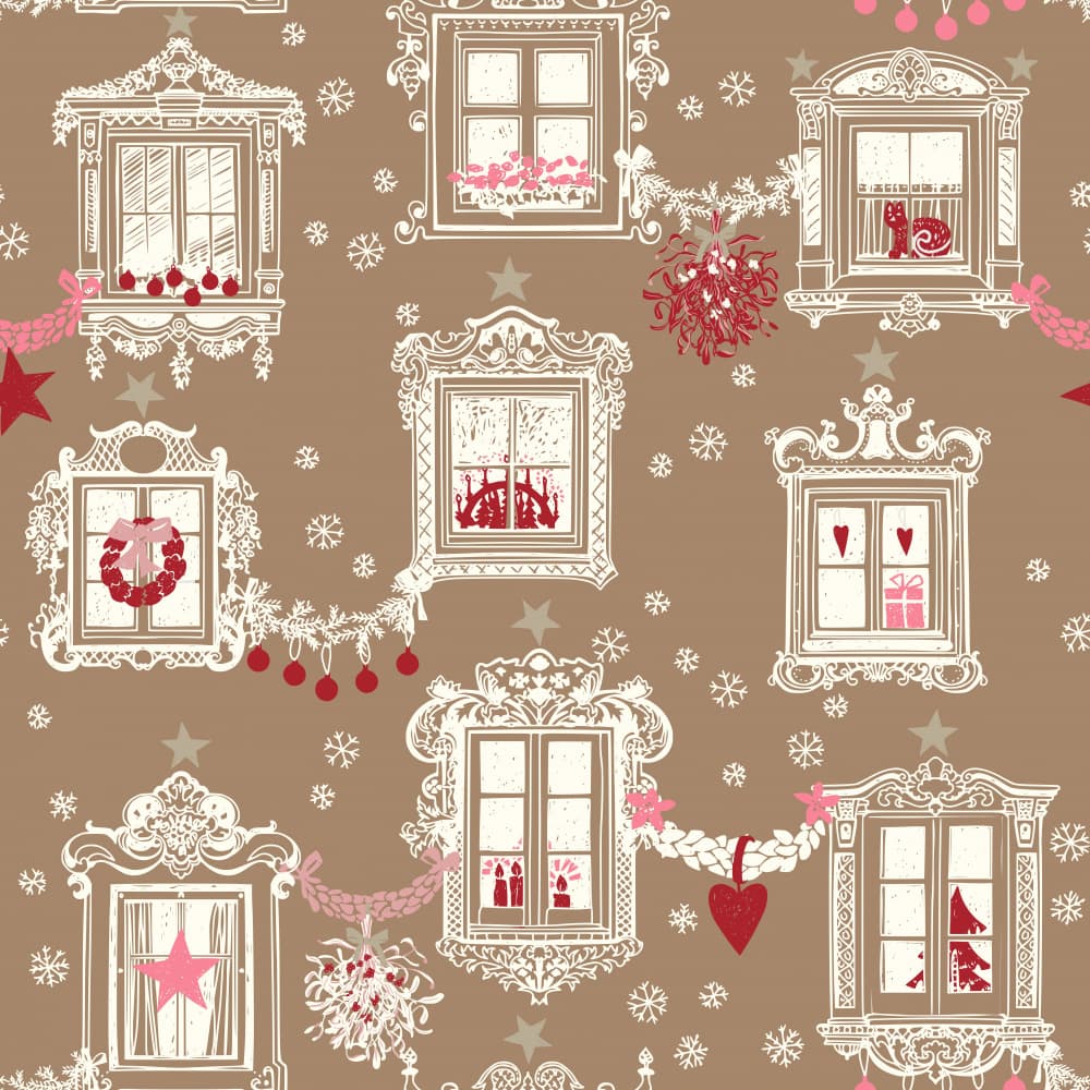 Festive Christmas Windows by Annick — canvas wall art