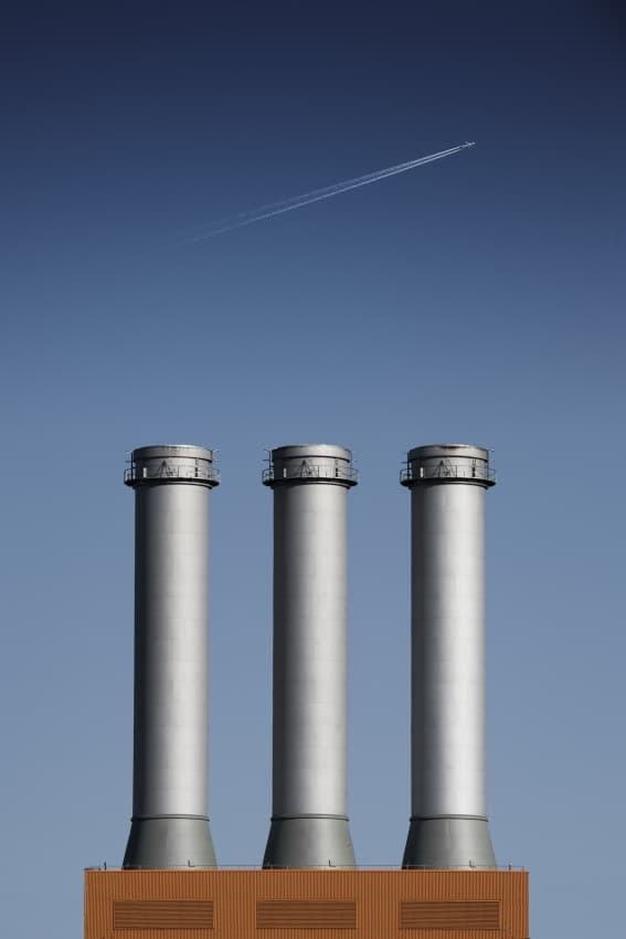 Industrial Towers Blue Sky by Markus Kühne — canvas wall art