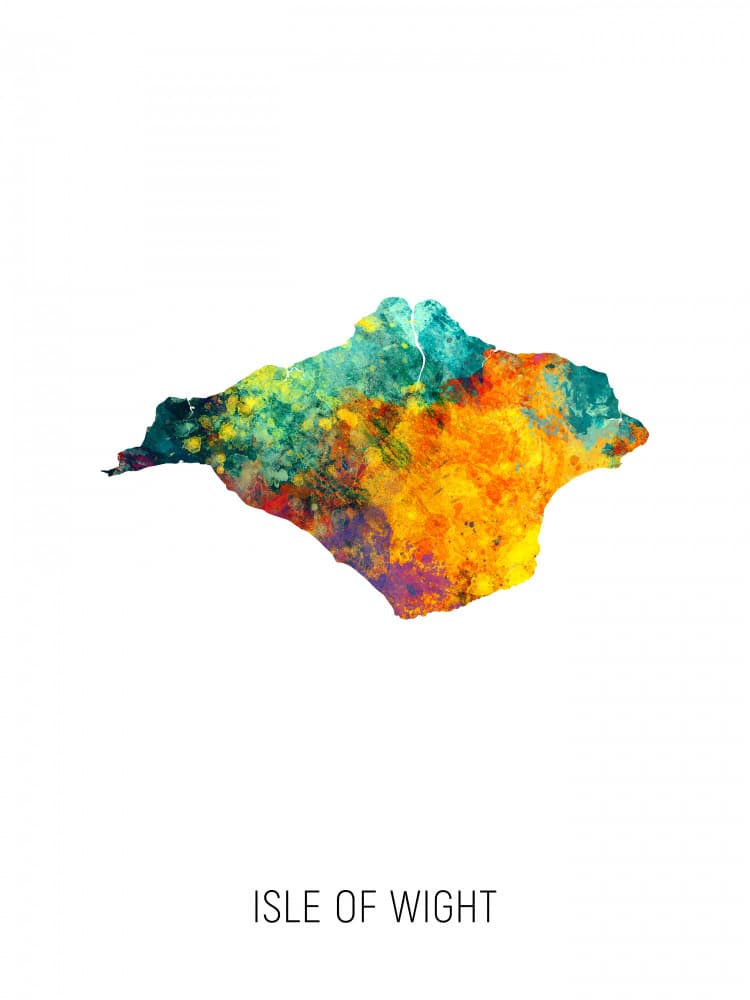 Vibrant Isle of Wight Map by Michael Tompsett — canvas wall art