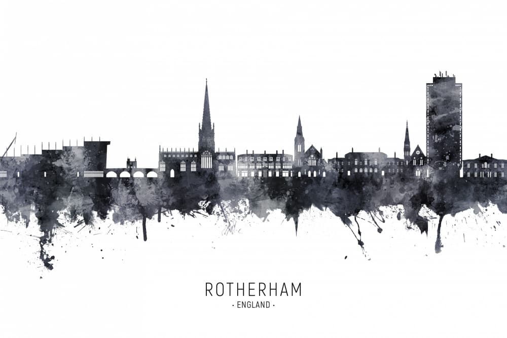 Rotherham England Skyline by Michael Tompsett — canvas wall art