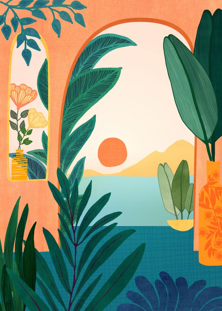 Tropical Evening Sunset by Kristian Gallagher — canvas wall art