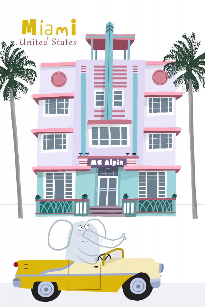 Miami Elephant Drive by Carla Daly — canvas wall art