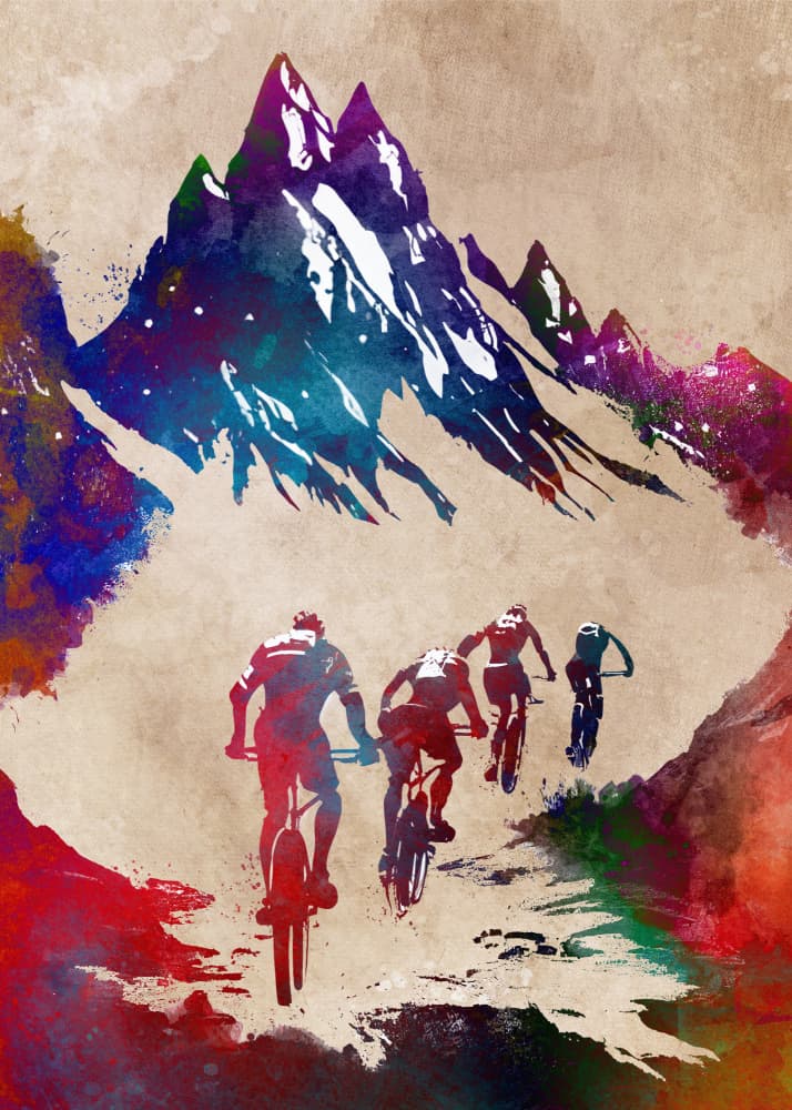 Colorful Mountain Riders by Justyna Jaszke — canvas wall art