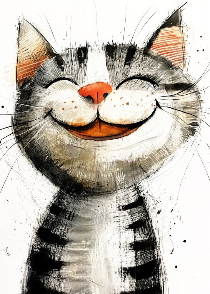 Happy Whimsical Cat by Justyna Jaszke — canvas wall art